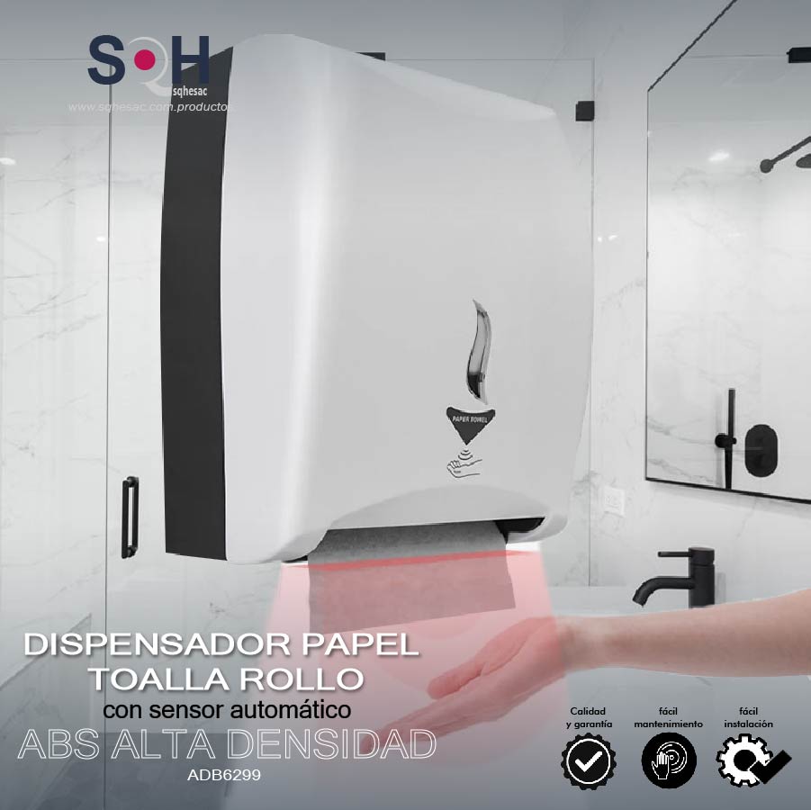 Dispensador de papel toalla en rollo con sensor automático a pilas (ADB6299)