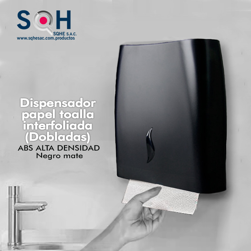 Dispensador papel toalla interfoliada ABS alta densidad negro mate modelo vertical