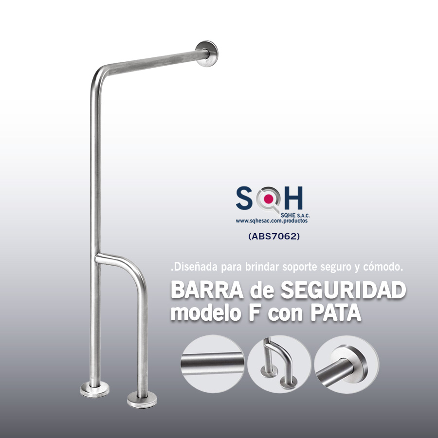 Barra de seguridad modelo F con pata en acero inoxidable 304 satinado ABS7062 - Imagen 2